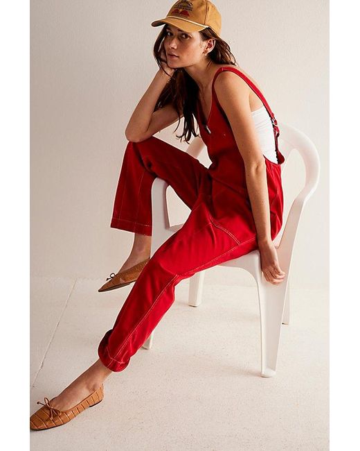 Free People Red We The Free High Roller Jumpsuit