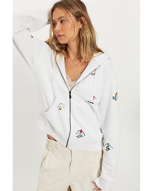 Denim and Bone White Skier Zip-Up Hoodie