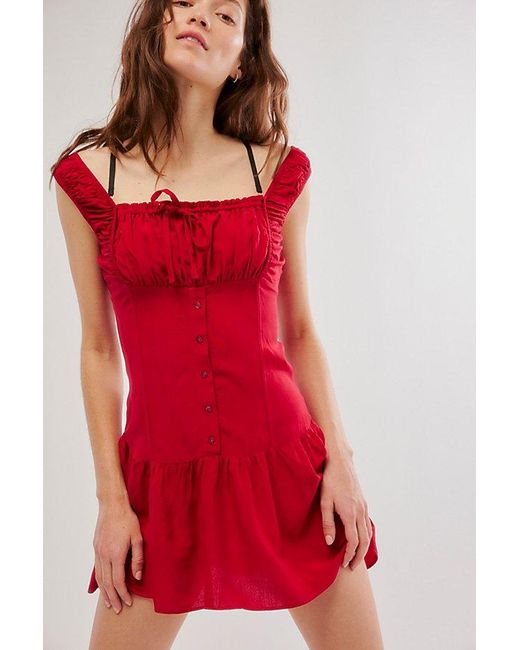 Frankie's Bikinis Red Christa Rayon Slip Dress