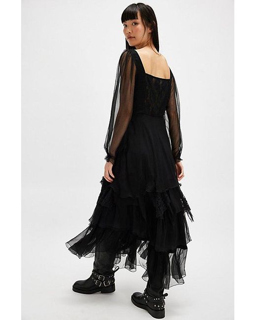 Nigel Preston Black Lace Tiered Dress