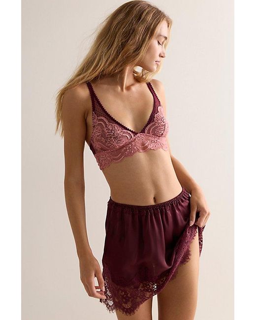 Intimately By Free People Red Midweek Dance Lace Plunge Longline Bralette By