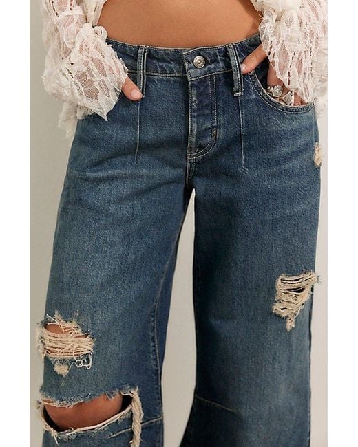 Free People Blue Teagan Low-Rise Baggy Boyfriend Jeans