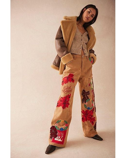 Free People Women's Brown We The Free Bright Time Craft Pants