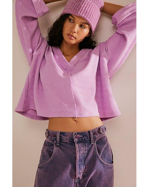 Free People Purple Alyria Solid Pullover