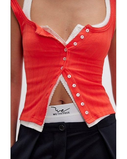 Free People Red End Game Pointelle Tank