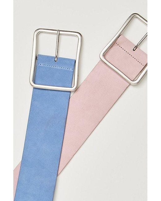 Free People Blue Suede Hex Hip Belt