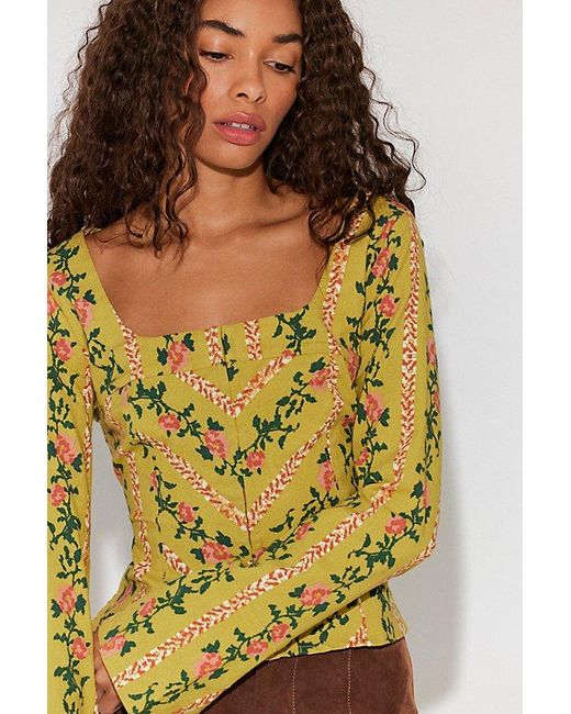 Free People Yellow Asher Printed Top