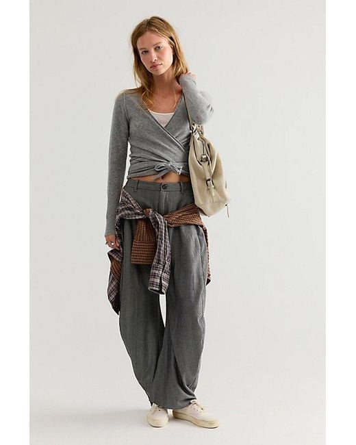 Free People Gray Cashmere Reversible Wrap Jumper