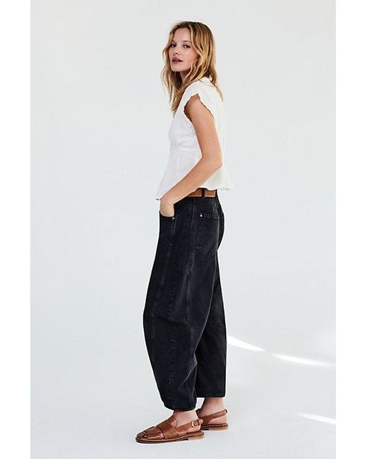 Free People Black We The Free Good Luck Mid-Rise Barrel Jeans