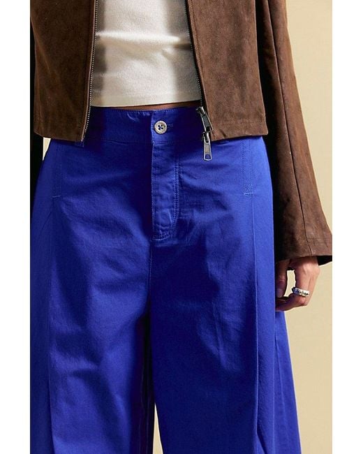 Free People Blue Silverlake Wide-Leg Chino Trousers
