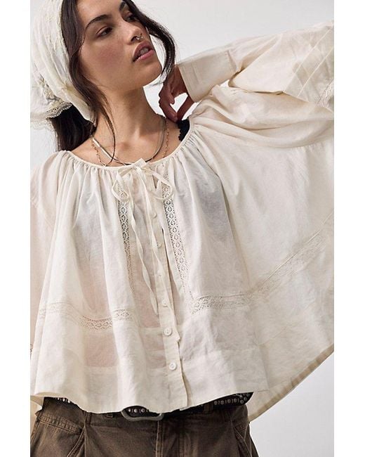 Free People Natural La Lune Blouse