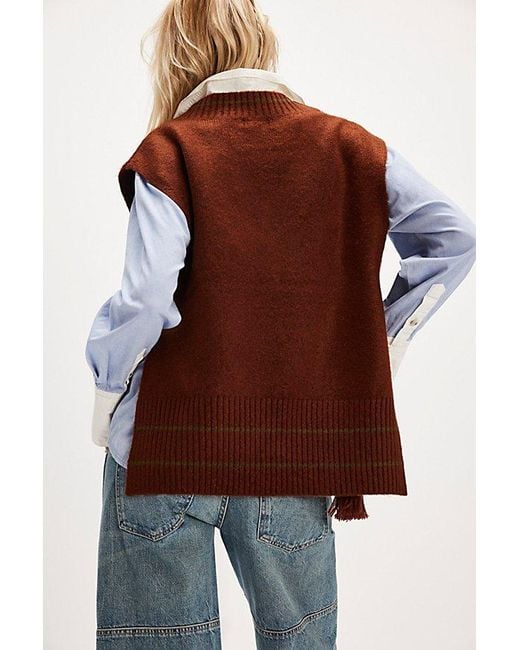 Free People Brown All Star Stripe Poncho Jacket