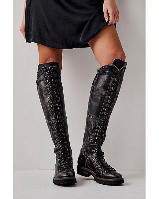 Bed Stu Black Victory Tall Lace Up Boots