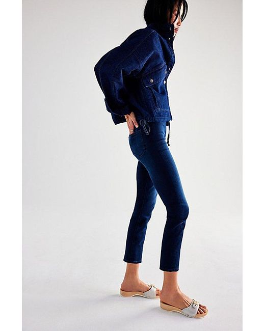 Free People Blue Knockout Mid-rise Crop Jeans