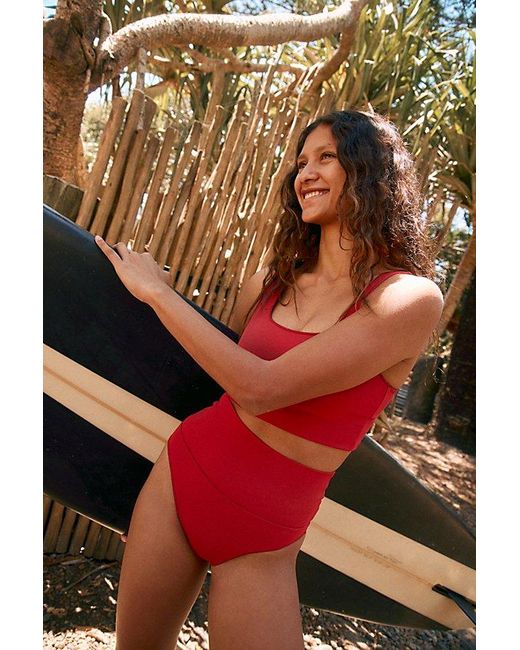 It's Now Cool Red The Contour High-waist Surf Bottoms