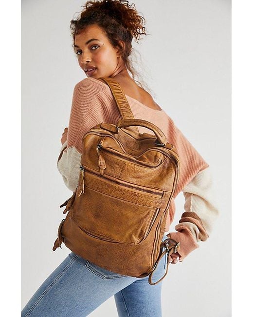 Free People Brown East End Leather Backpack