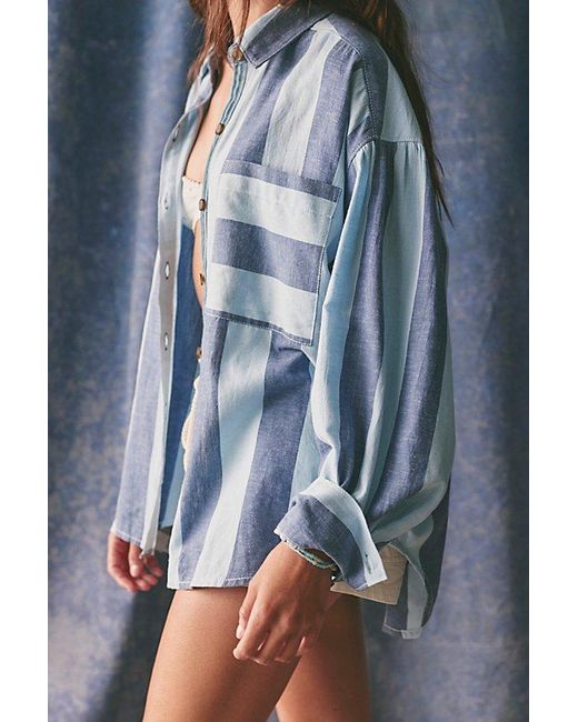 Free People Blue Morning Breeze Button Down