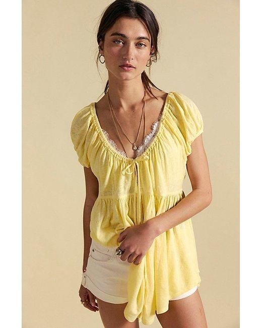 Free People Yellow Bella Babydoll Top