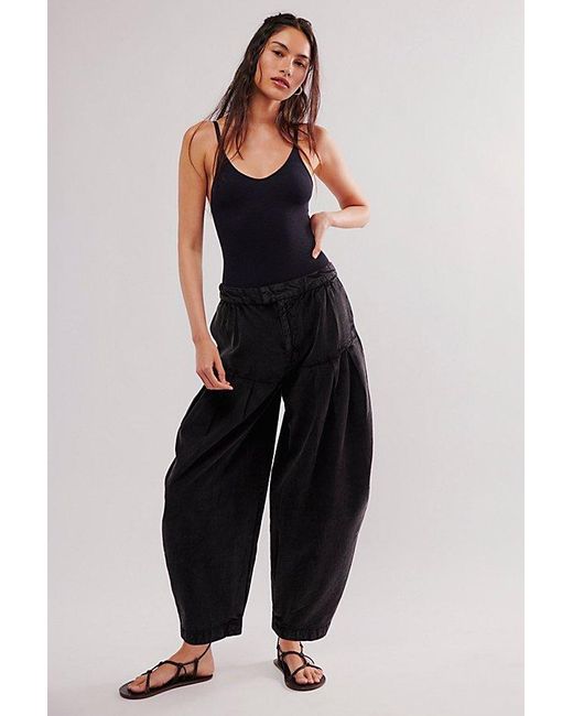 Free People Black Sarina Pleated Trousers