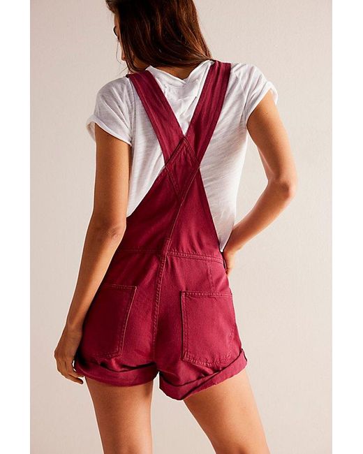 Free People Red Ziggy Shortalls At Free People In Rhododendron, Size: Xs