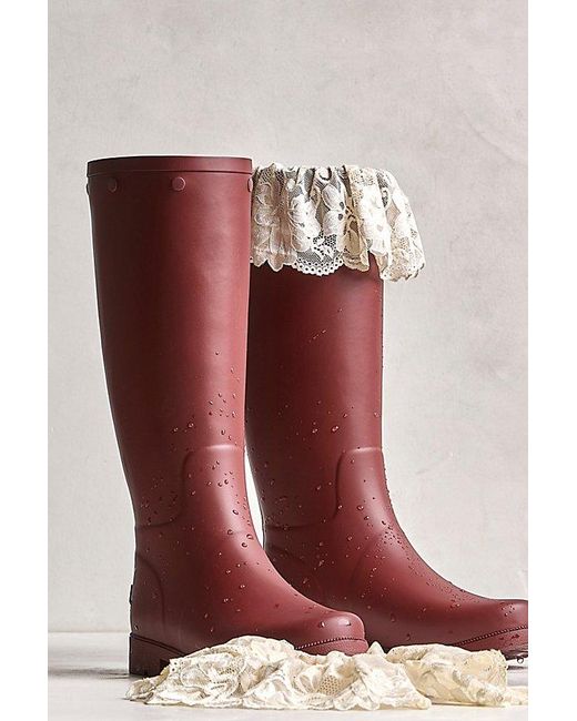For Love & Lemons Red For Fp Brigitta Rain Boots Shoe