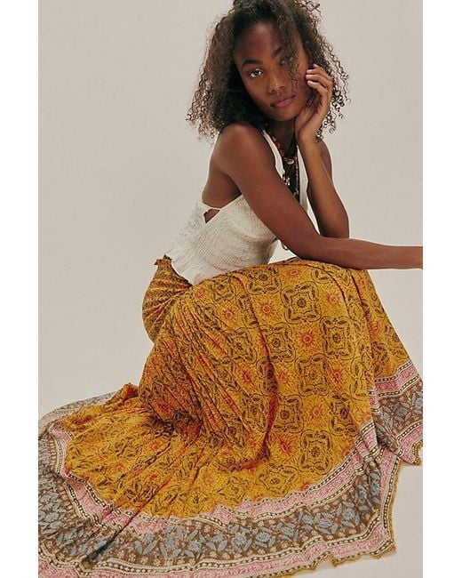 Free People Natural Fp One Ravenna Printed Convertible Maxi Skirt