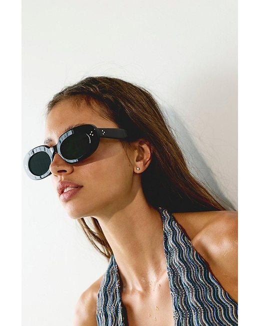 Free People Black Hazel Round Polarized Sunglasses