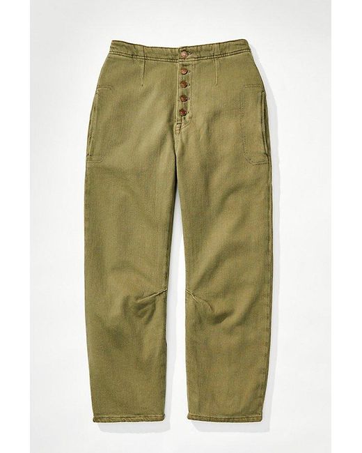 Free People Green Osaka Jeans At Free People In Olive, Size: 26