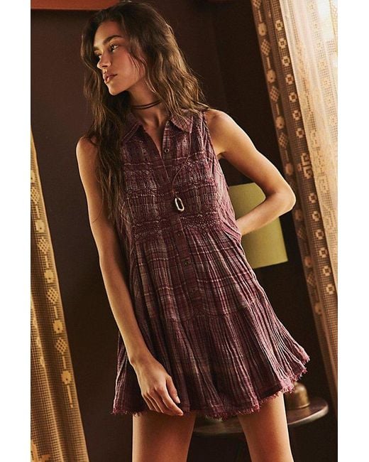 Free People Brown Off Beat Plaid Romper