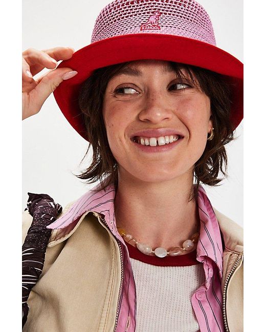 Kangol Red Double Mesh Bucket Hat By