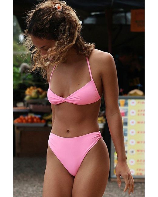 Toast Green Signature Cinch High-Waisted Bikini Bottoms