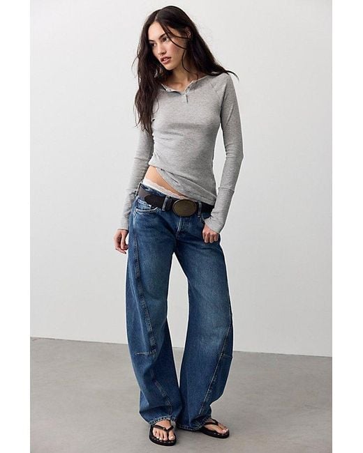 Intimately By Free People Gray Keeping It Light Ribbed Henley By