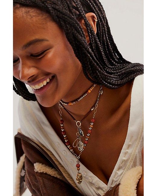 Free People Brown Protagonist Layered Necklace