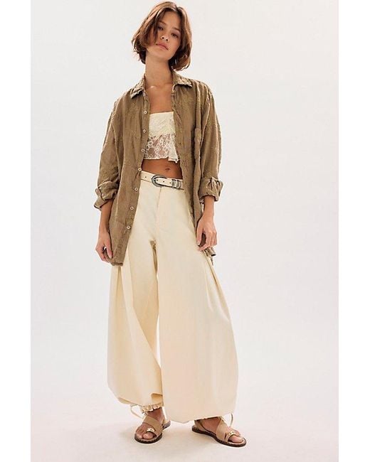 Llea Blue Brown Floral Embroidered Linen Shirt