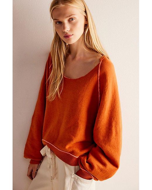 Free People Orange Midnight Pullover At Free People In Cinnamon Combo, Size: Xs