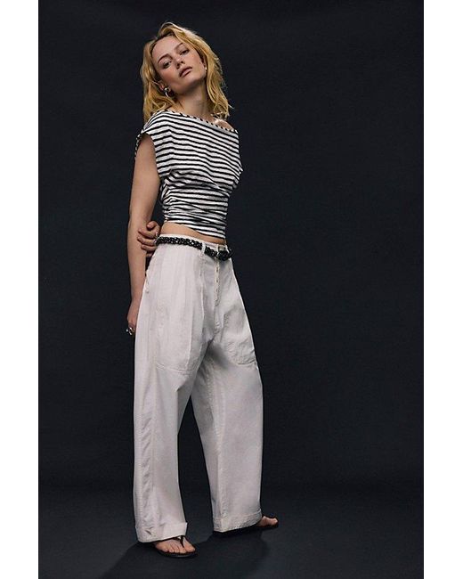 Free People Blue Ellie Off-The-Shoulder Top