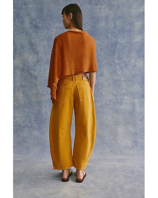 Free People Blue Good Luck Mid-Rise Barrel Jeans