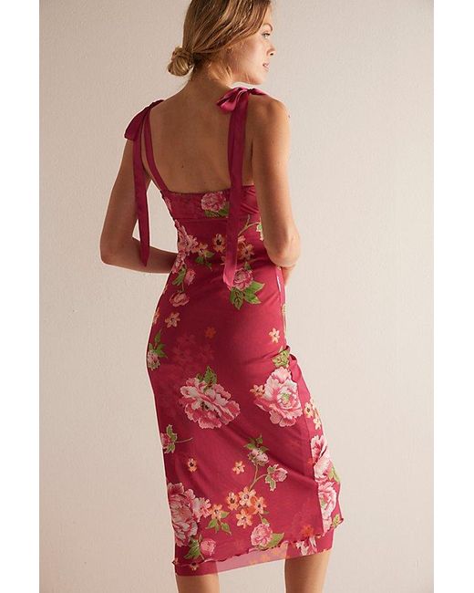 Free People Red Printed Got Glam Slip