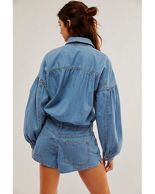 Free People Blue We The Free Zodiac Chambray One-piece