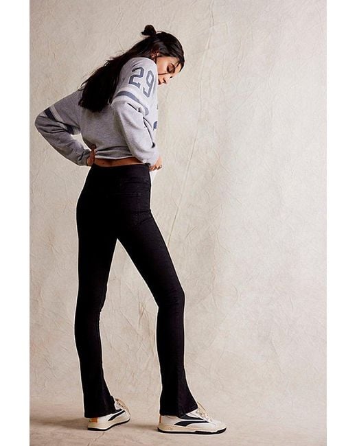 Free People Black Double Dutch Pull-on Slit Skinny Jeans At Free People In Licorice, Size: Xs