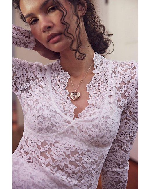 Intimately By Free People Purple All Day Lace Long Sleeve