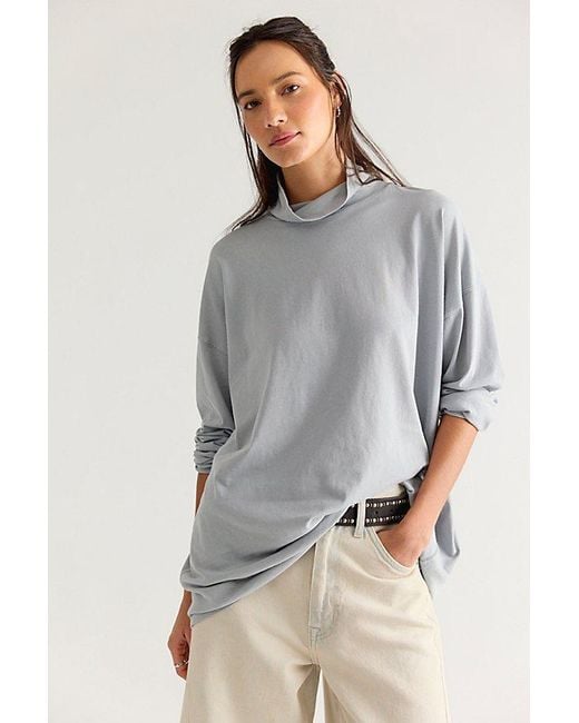 Free People Gray We The Free Nevada Solid Long Sleeve Top