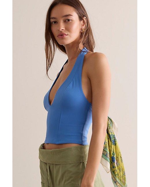 Intimately By Free People Blue Spill The Tea Plunge Tank Top By