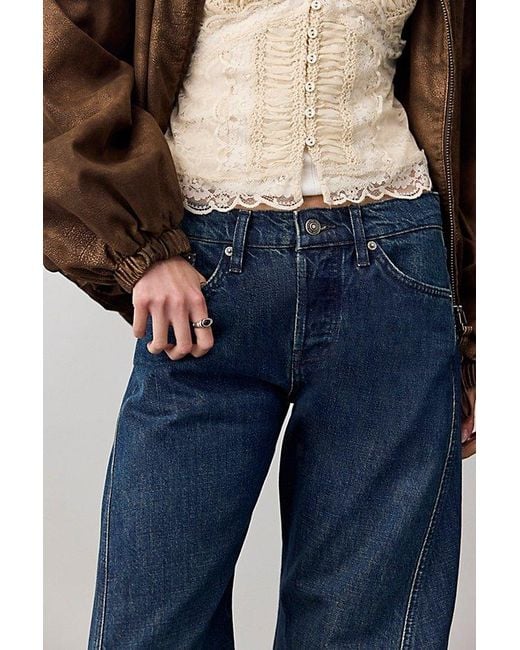 Free People Blue Fable Low-Rise Twisted Bowed Jeans