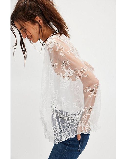 Free People White Lovely Lace Layer Top