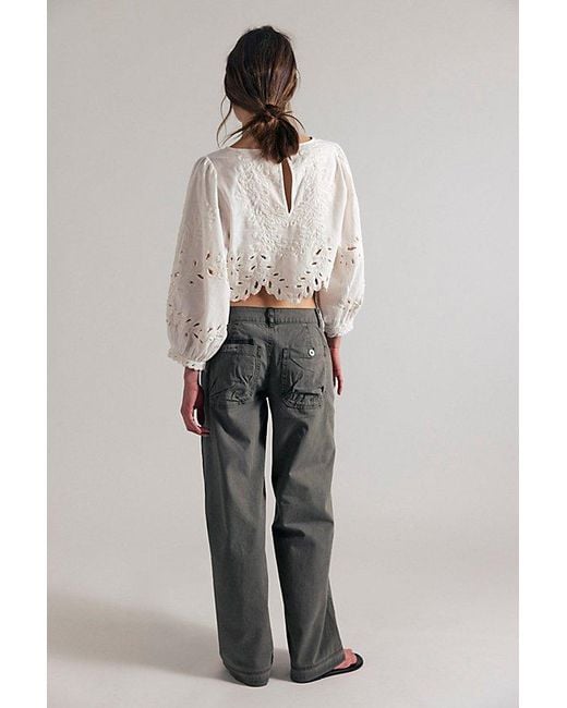 Free People Gray Yours Truly Low-Rise Cargo Chino Pants
