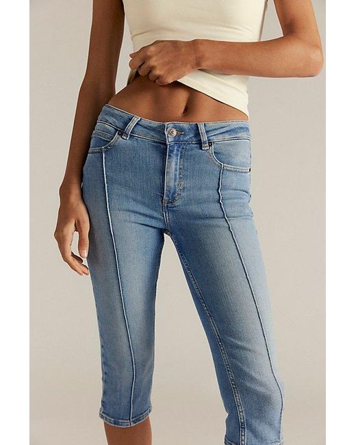 Free People Blue Dusk To Dawn Capri Jeans