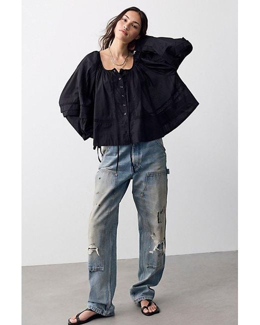 Free People Blue La Lune Blouse