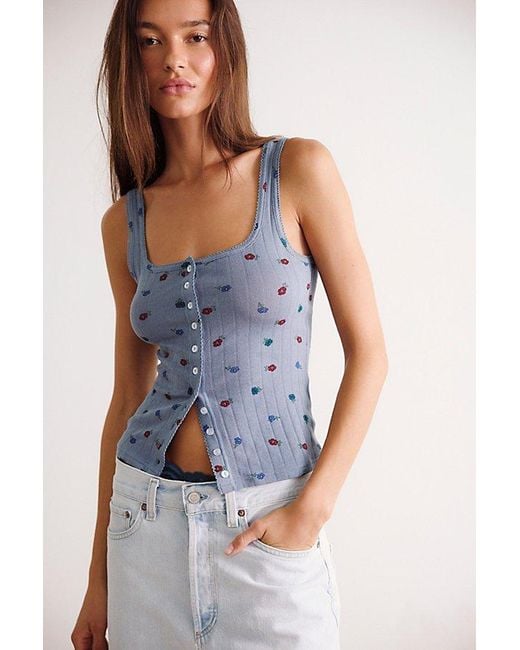 Intimately By Free People Multicolor End Game Pointelle Printed Tank Top By