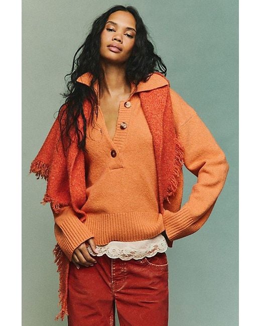 Free People Orange Trading Up Polo